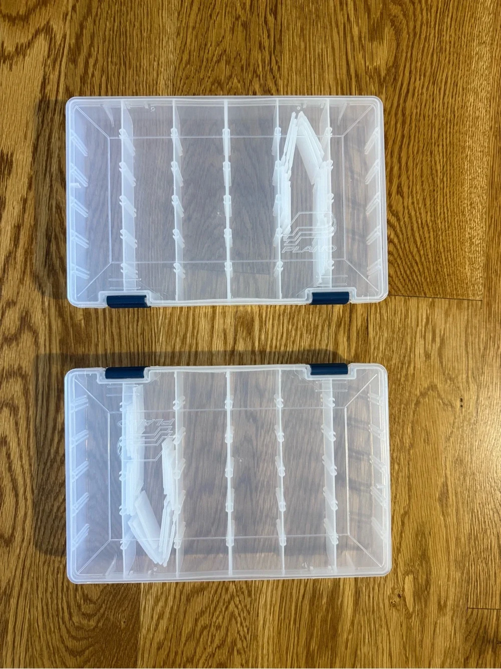 Clear Plastic Storage Organizer Box with Navy Latches - 2 Pack